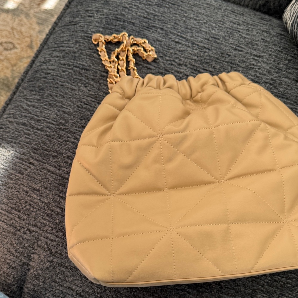 Target Tan Quilted Shoulder Bag with Chain Strap - Picture 4 of 5